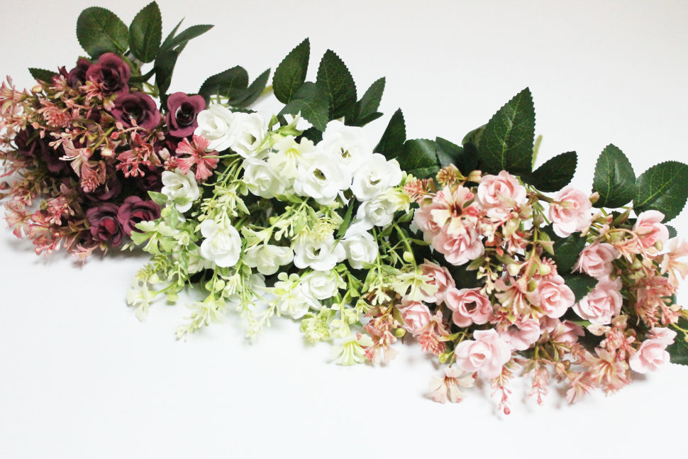 Б12031 Б/С Букет мелкая розочка 21голова 7веток с доб.34см(10микс)