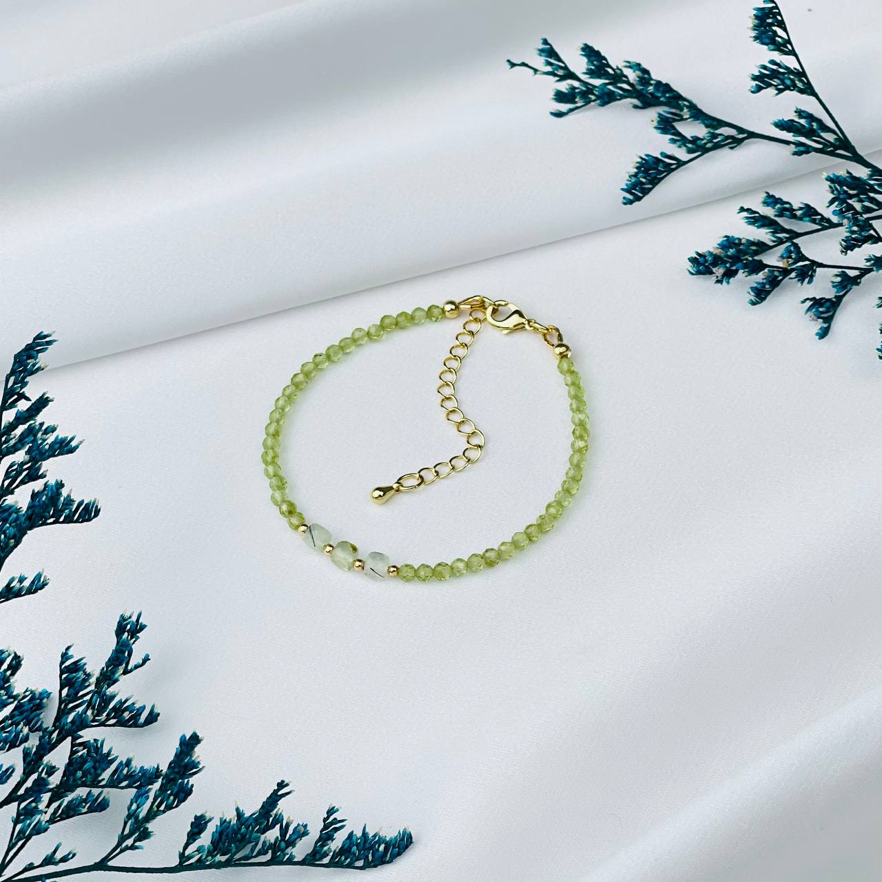 Радуга Самоцветов Браслет из Хризолита и Пренита