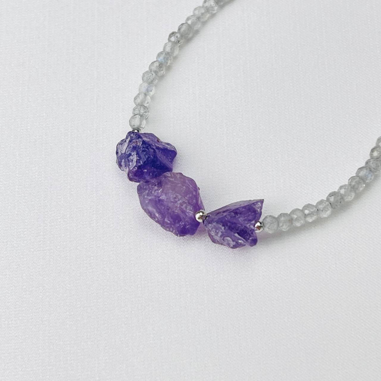 Радуга Самоцветов Браслет из Лабрадора и Аметиста