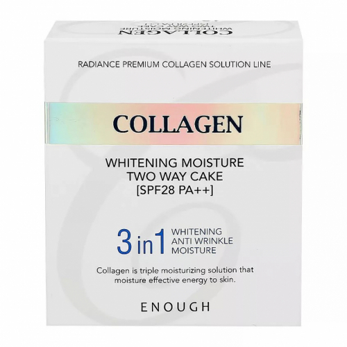 Увлажняющая пудра с коллагеном со сменным блоком ENOUGH Collagen 3X Moisture Two-way Cake  SPF28 PA++ 13+13г