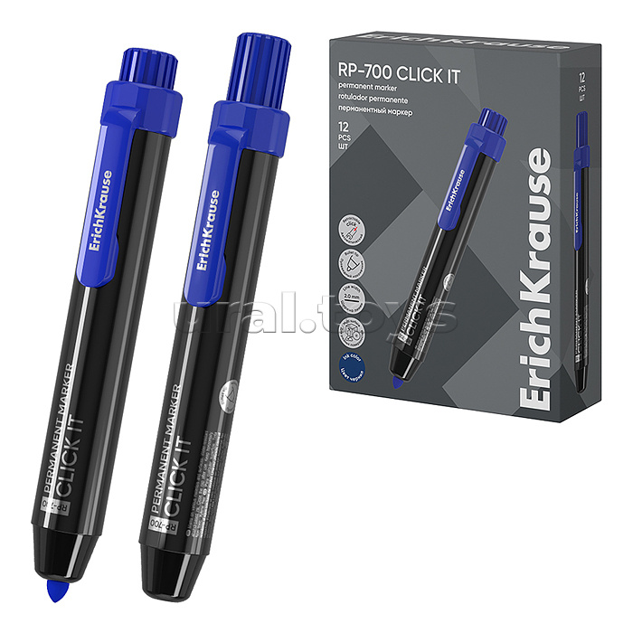 Перманентный маркер автоматический RP-700 Click it, цвет чернил синий (в коробке по 12 шт.)