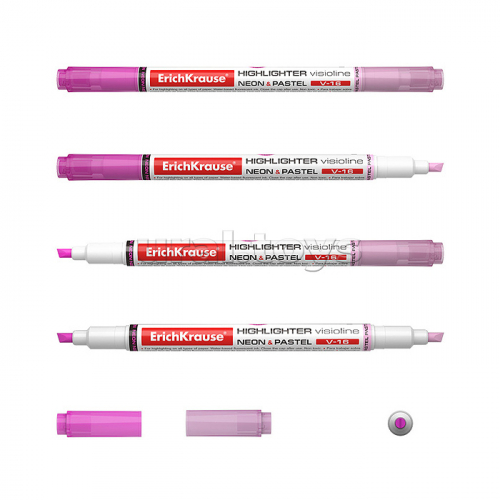 Двухсторонний текстмаркер Visioline V-16 Neon+Pastel, цвет чернил розовый