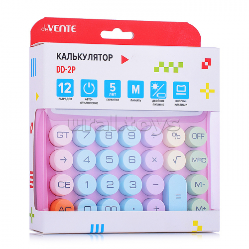 Калькулятор настольный DD-2, 150x145x35 мм, 12 разрядный, двойное питание, работа с памятью, автоматическое вычисление процентов, квадратного корня, клавиша 