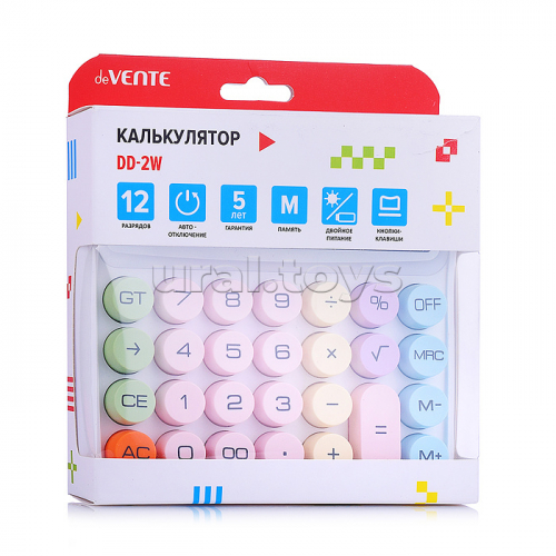 Калькулятор настольный DD-2, 150x145x35 мм, 12 разрядный, двойное питание, работа с памятью, автоматическое вычисление процентов, квадратного корня, клавиша 