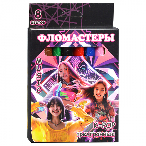 Фломастеры Дорама 8 цветов, треугольные, в картонной упаковке с европодвесом