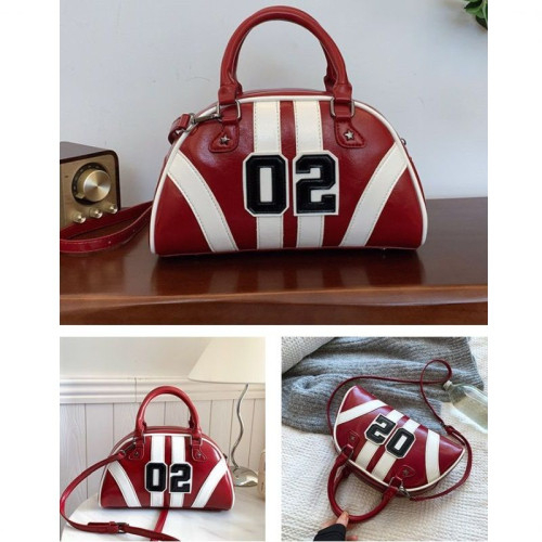Женская кожаная сумка F-0202 RED WHITE