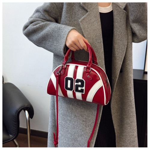 Женская кожаная сумка F-0202 RED WHITE