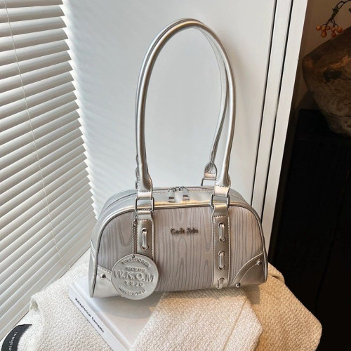 Женская кожаная сумка 1777 GREY SILVER
