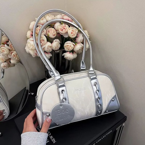 Женская кожаная сумка 1777 WHITE SILVER