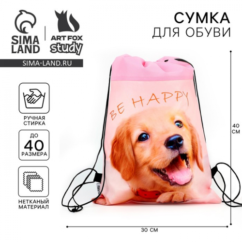 Мешок для обуви Be happy, нетканое полотно, размер 41×30 см