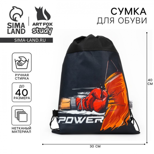 Мешок для обуви Power, нетканое полотно, размер 41×30 см