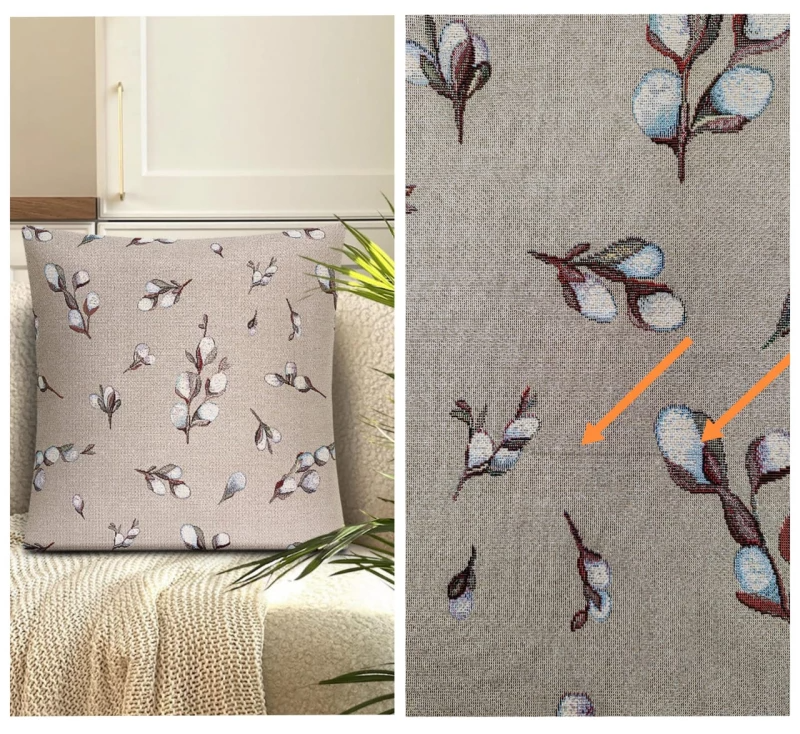 Outlet Верба льняной фон Наволочка 45х45 см 2518379 односторонняя люрекс