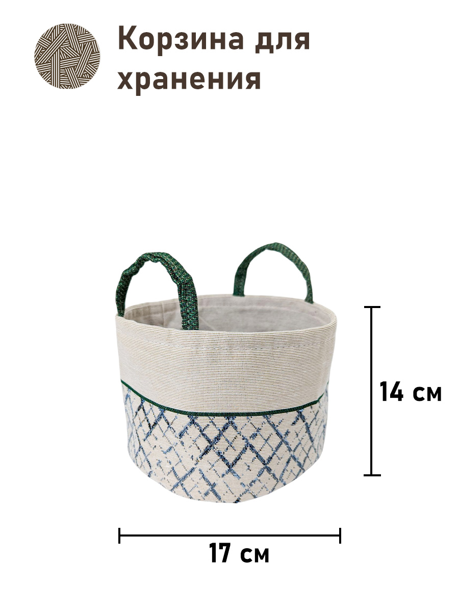 Жюра Виноград и лимоны орнамент Корзина диаметр 17 см высота 14 см 2518345
