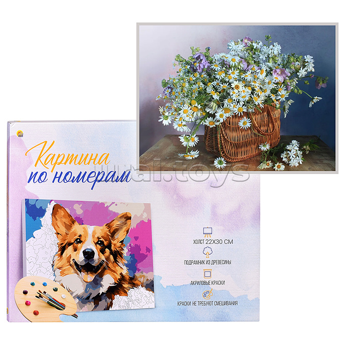 Холст с красками 22х30 по номерам
