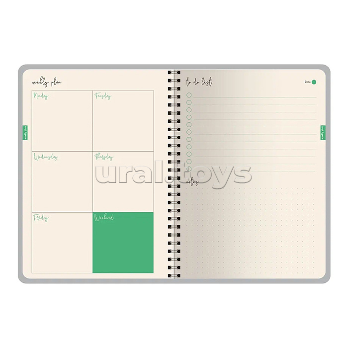 Ежедневник на золотом гребне «Cute diary» А5, BV, 136 л,