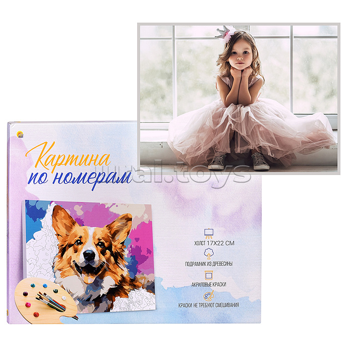 Холст с красками 17х22 по номерам
