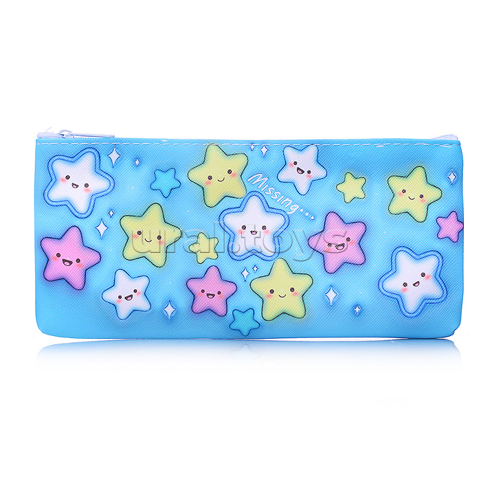Пенал-косметичка Stars, 19.5х9х2.5 см, на молнии, полиуретан, ассорти 4 дизайна, ОПП-упаковка
