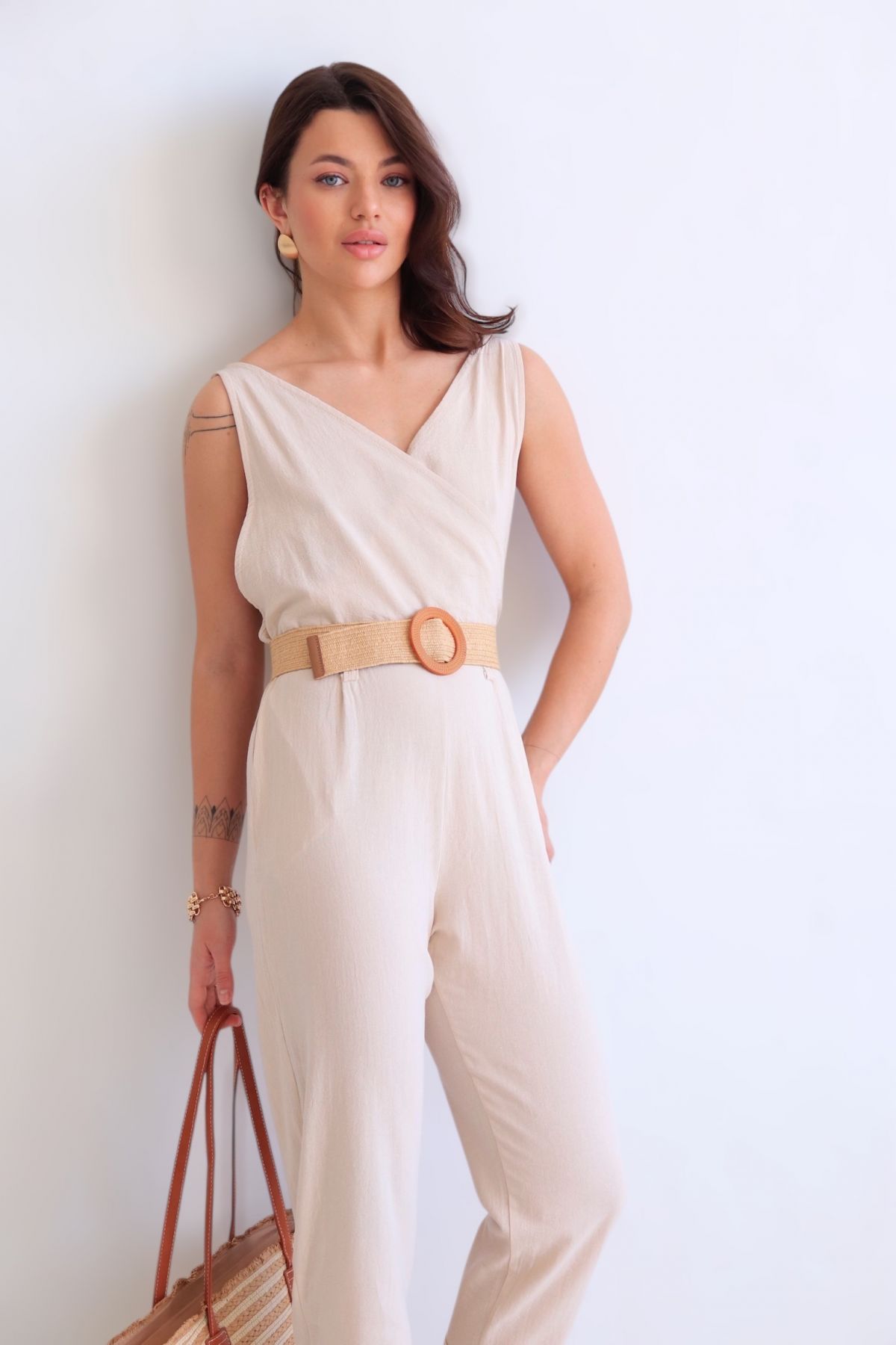 16238 Комбинезон хлопковый кремовый (остаток: 42, 48)