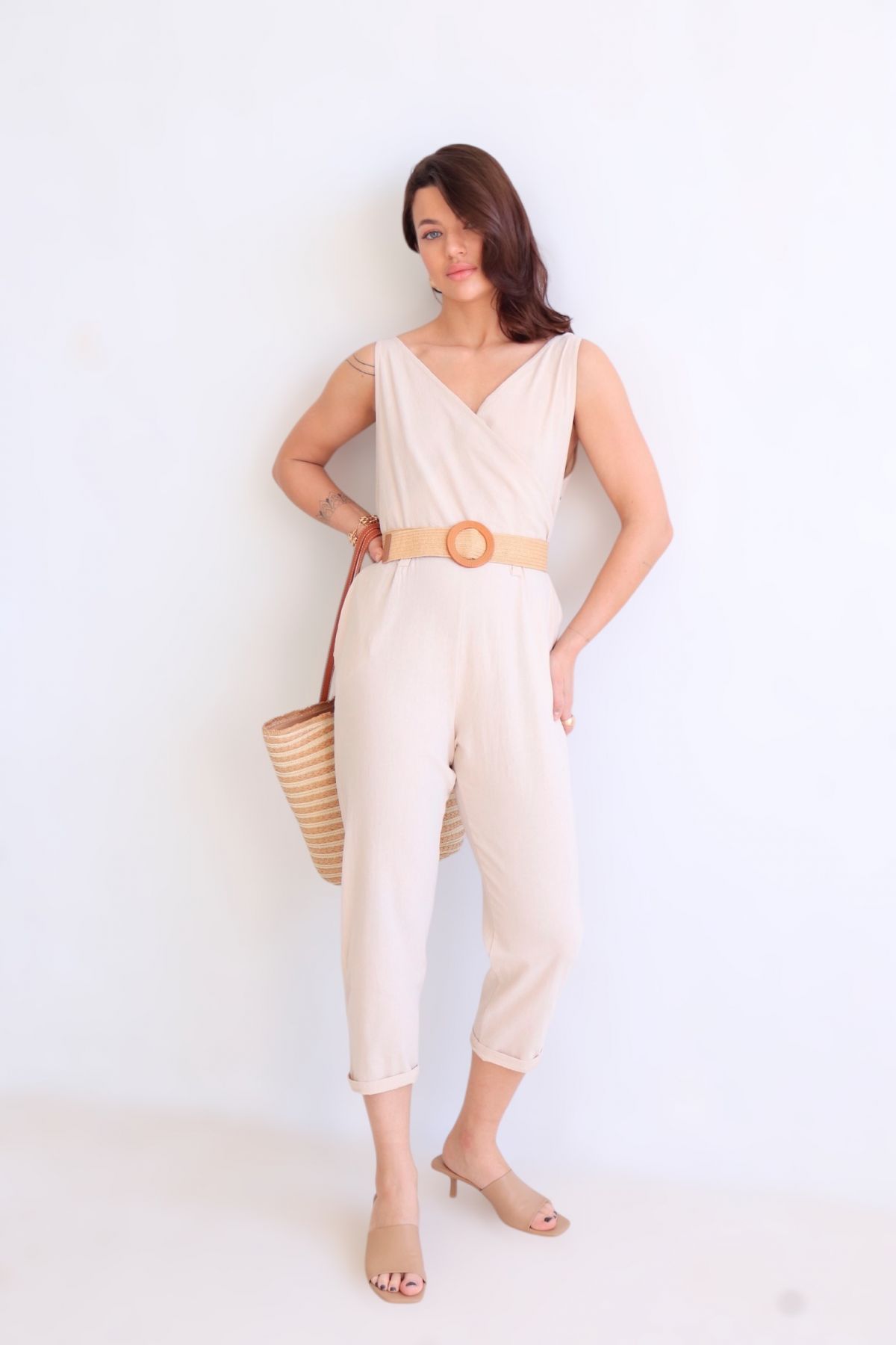 16238 Комбинезон хлопковый кремовый (остаток: 42, 48)