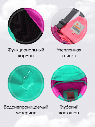 Горнолыжный костюм зимний для девочки бирюзового цвета 9420Br