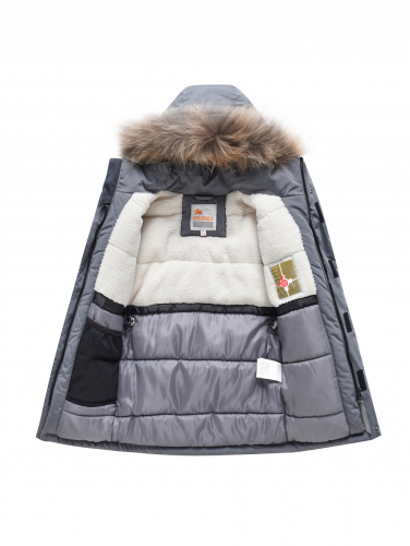 Парка зимняя подростковая для мальчика серого цвета 9331Sr