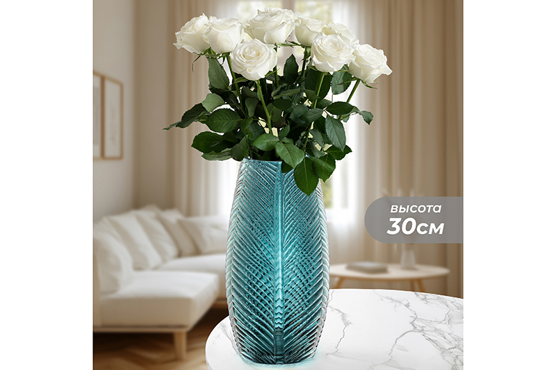 БЫЛО 1463 руб! Ваза 15*15*30 см зеленая, стекло