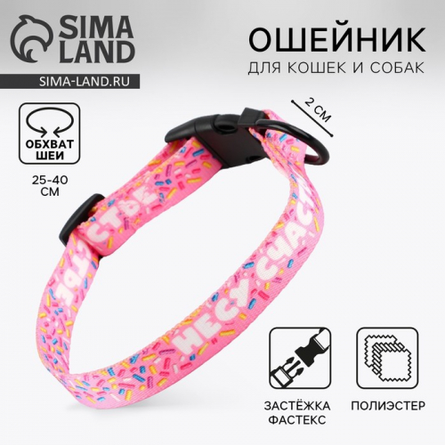 Ошейник «Несу счастье», застёжка - фастекс, 2 см 25-40 см