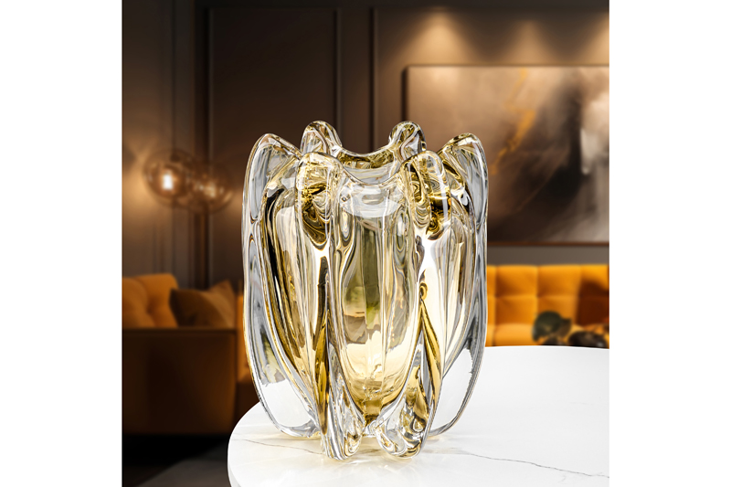 БЫЛО 3595 руб! Ваза 17*17*22 см светло-коричнево-серая, стекло