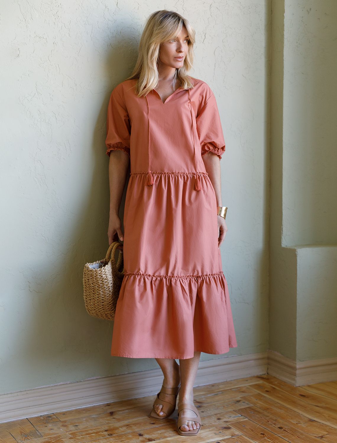 Ст.цена 3590р Платье из легкого хлопкового поплина D22.197 темно-дымчатый розовый