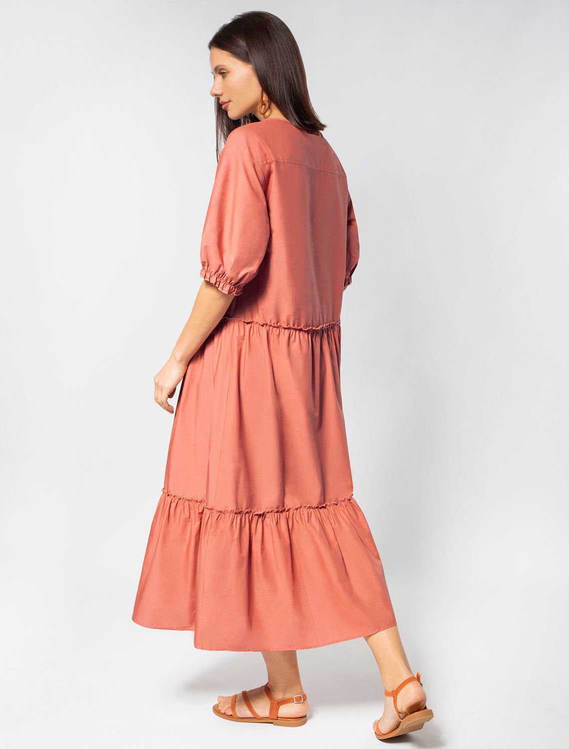 Ст.цена 3590р Платье из легкого хлопкового поплина D22.197 темно-дымчатый розовый