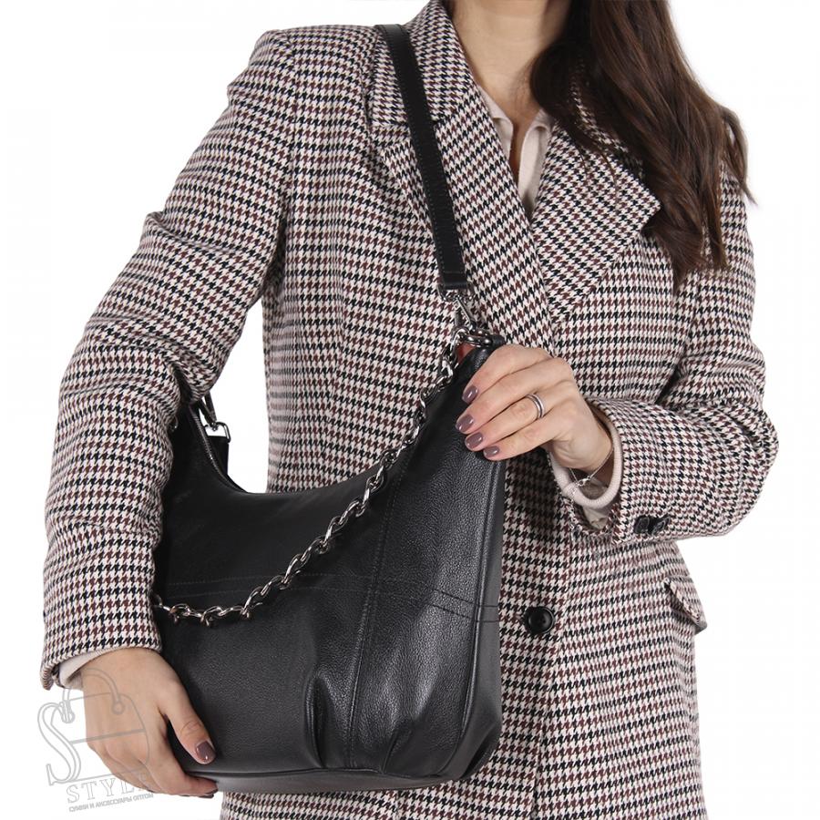 Сумка женская кожаная 8559 black Polina&Eiterou