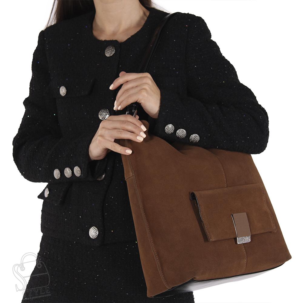 Сумка женская кожаная 99505AA brown Velina Fabbiano-Safenta