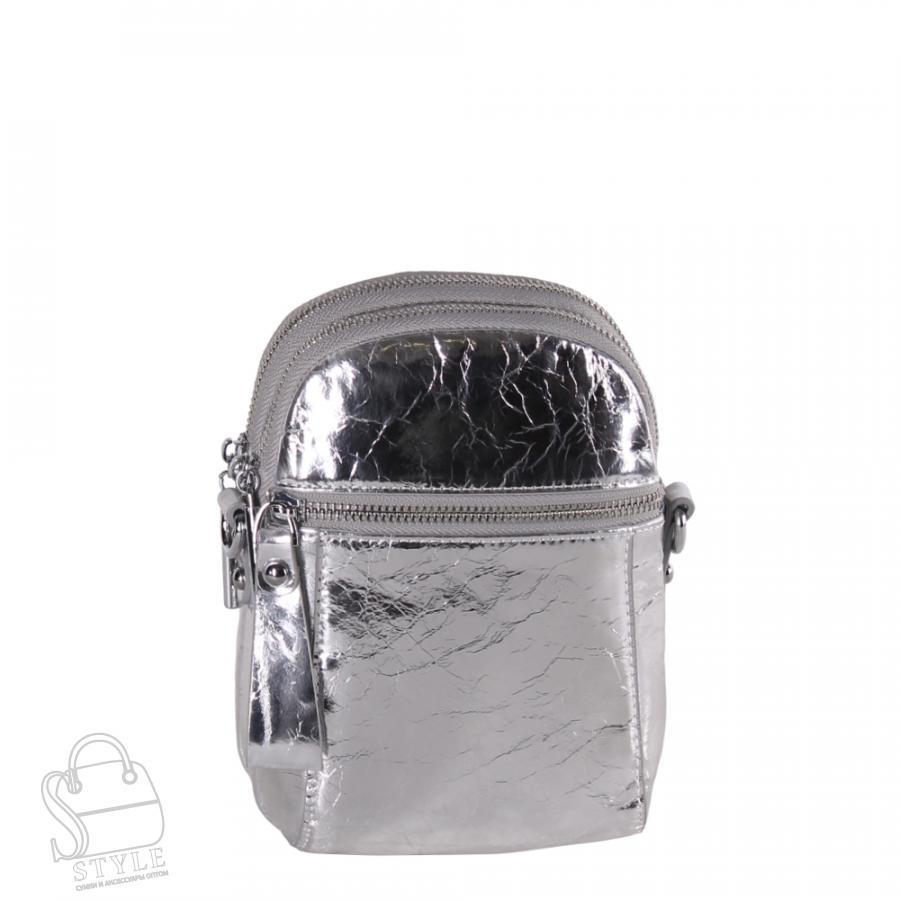 Сумка женская кожаная 0951Y silver Polina&Eiterou