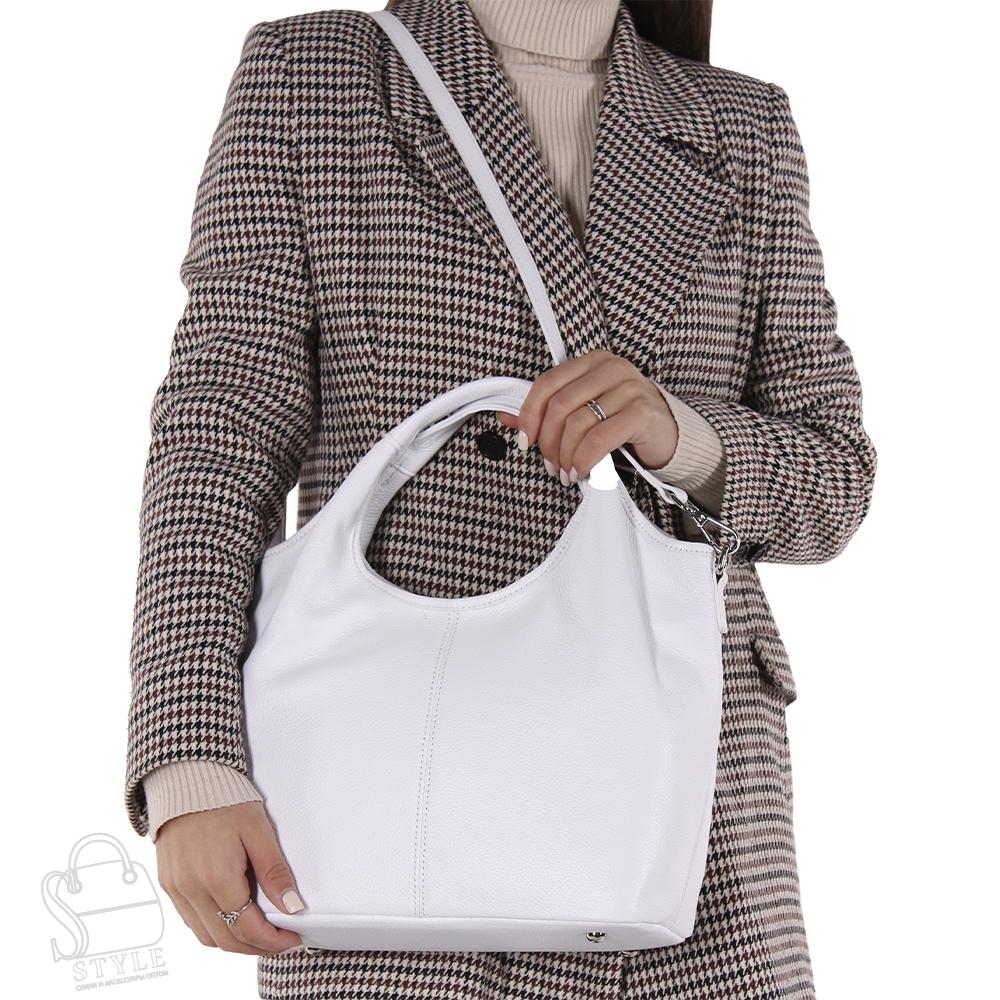 Сумка женская кожаная 8555-1 white Polina&Eiterou