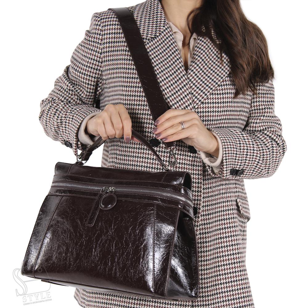 Сумка женская кожаная 3009NN chocolate Natale Navetta