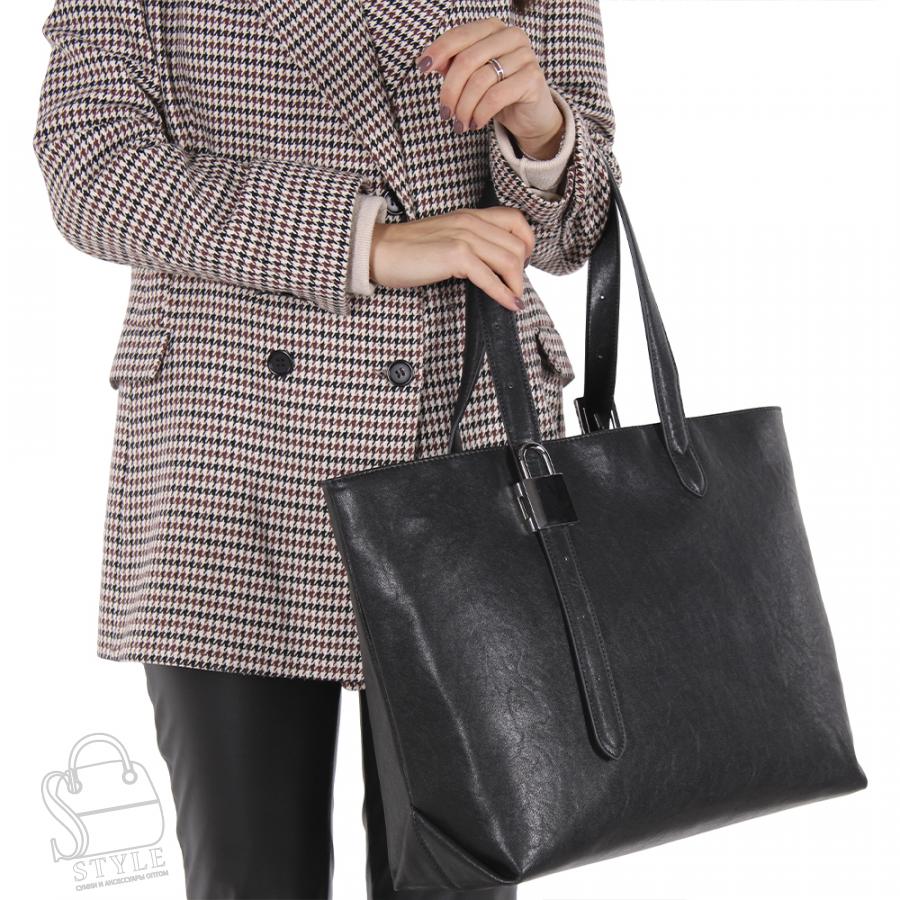 Сумка женская кожаная 3363Q black Polina&Eiterou