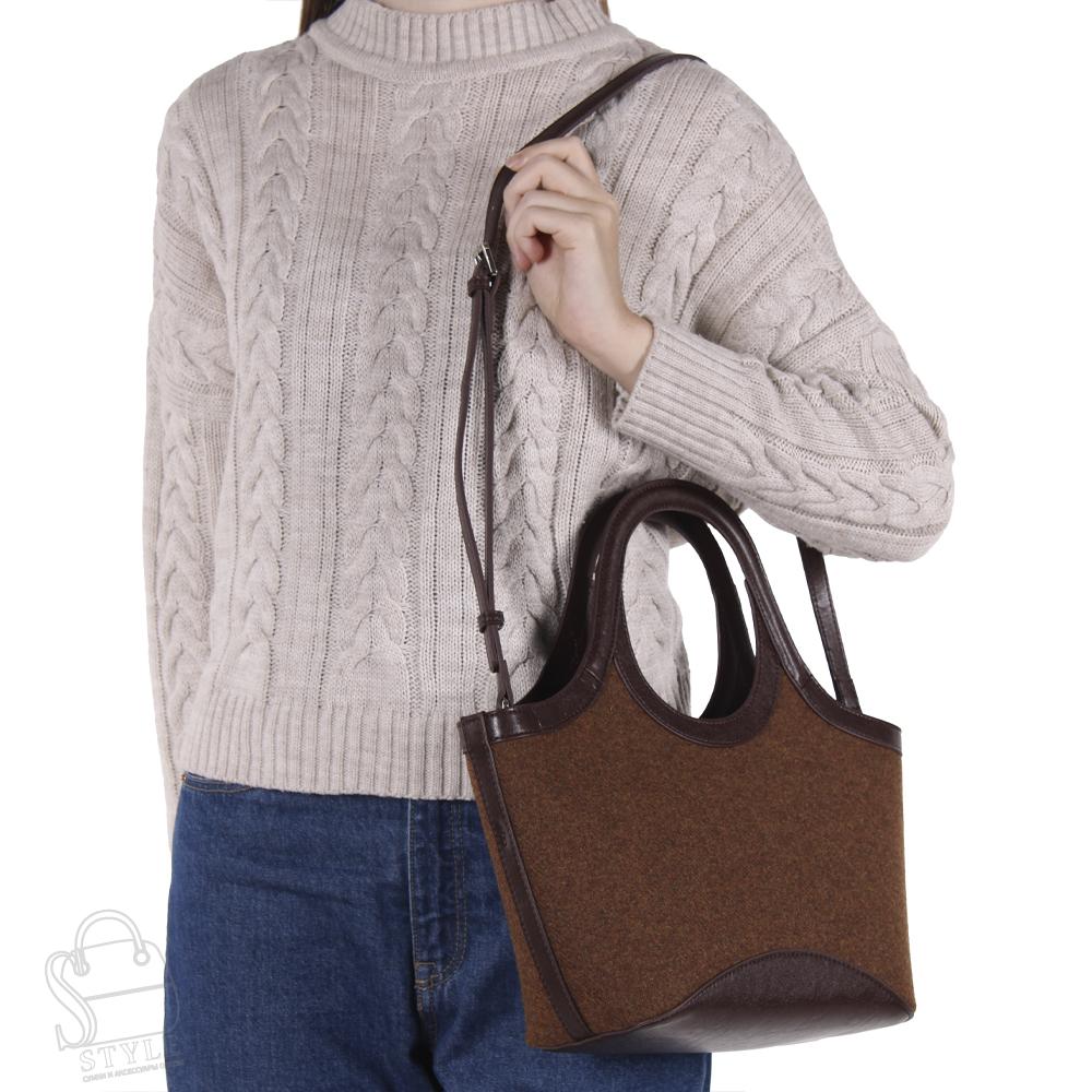 Сумка женская кожаная 56082BD brown Baidou