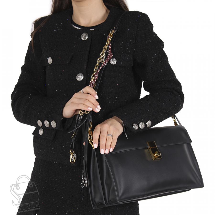 Сумка женская кожаная 1430TH black Polina&Eiterou