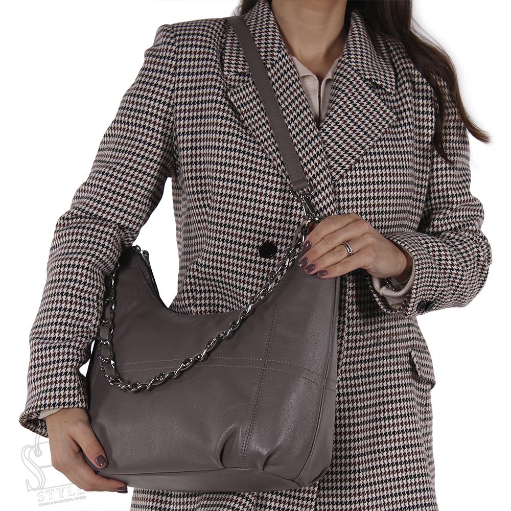 Сумка женская кожаная 8559 gray Polina&Eiterou