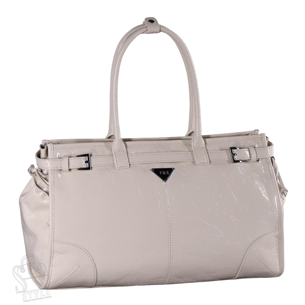Сумка женская кожаная 1165TH apricot white Polina&Eiterou