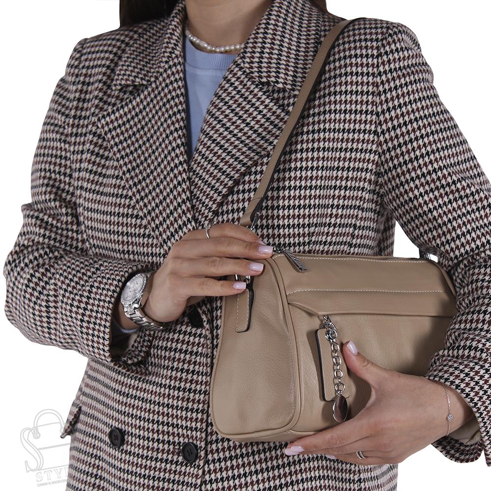 Сумка женская кожаная 22-09VG beige Vitelli Grassi