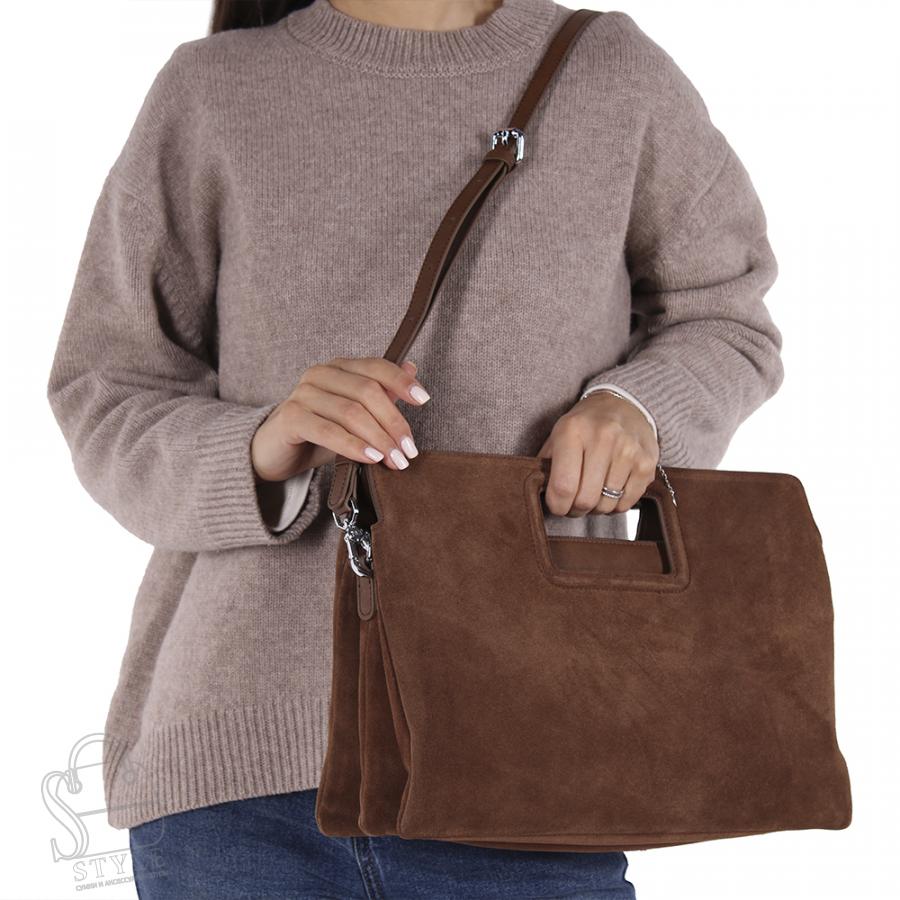 Сумка женская кожаная 8040QAA brown Polina&Eiterou