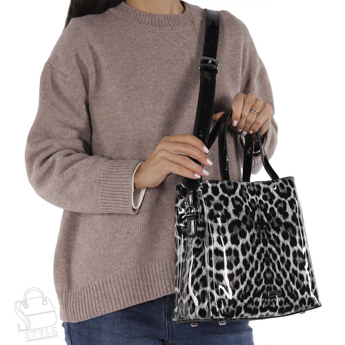 Сумка женская кожаная 98283 leopard black white Velina Fabbiano-Safenta