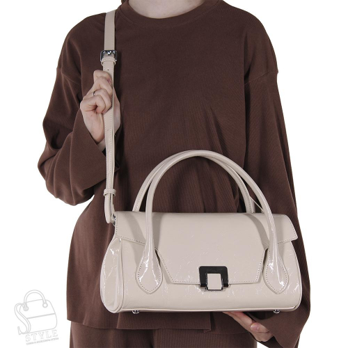 Сумка женская кожаная 2253Y apricot white Polina&Eiterou
