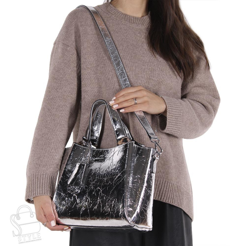 Сумка женская кожаная 91129 silver Velina Fabbiano-Safenta