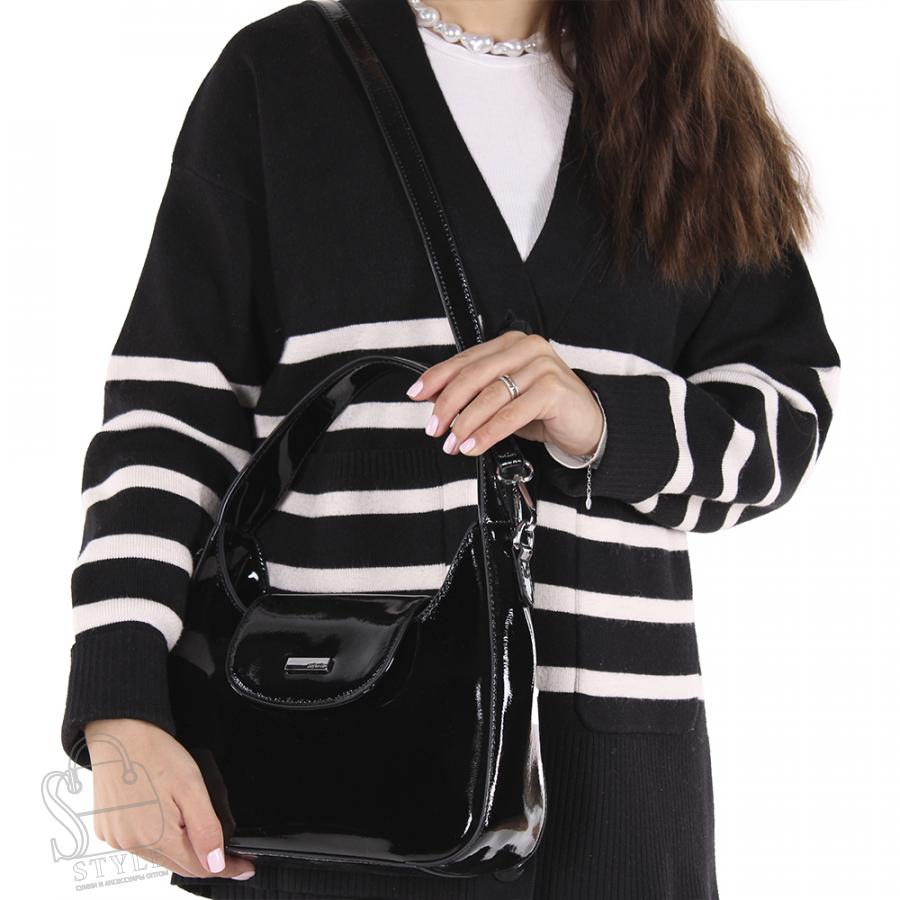 Сумка женская кожаная 9148 black Velina Fabbiano-Safenta