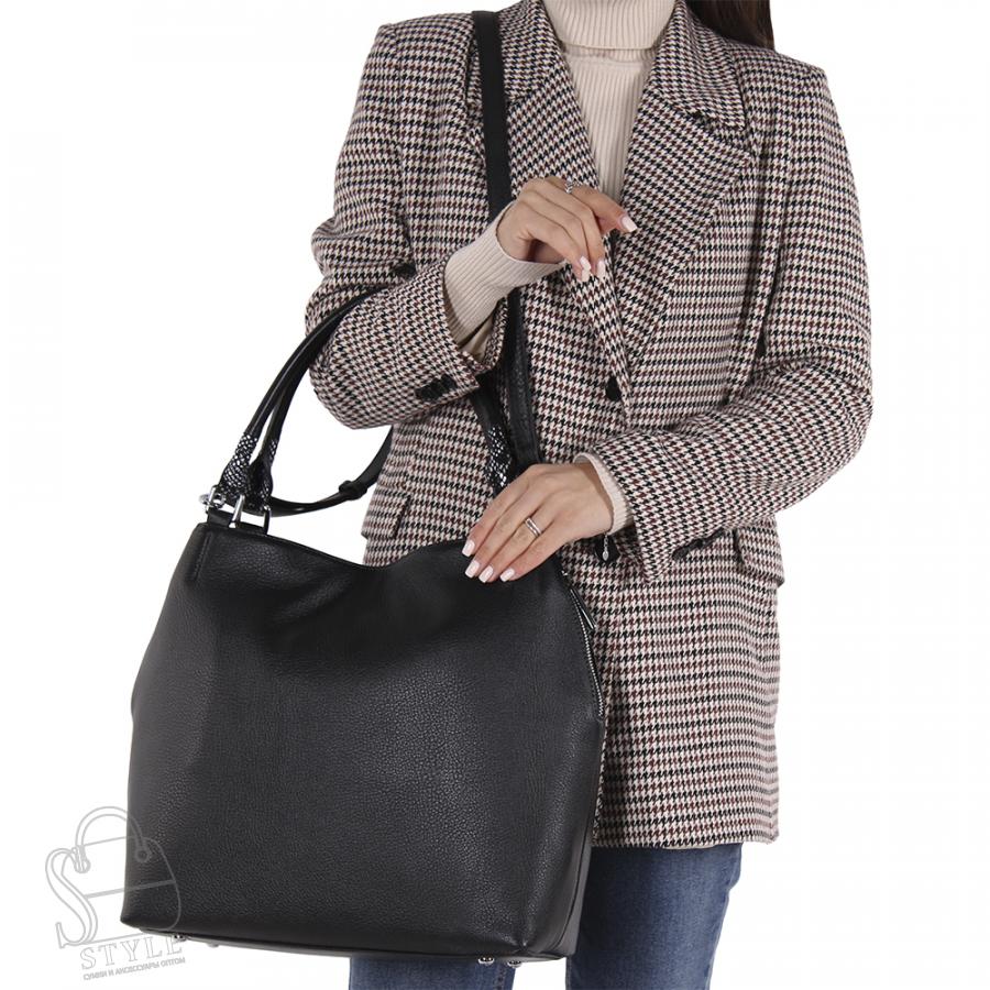 Сумка женская кожаная 2196Y black Polina&Eiterou