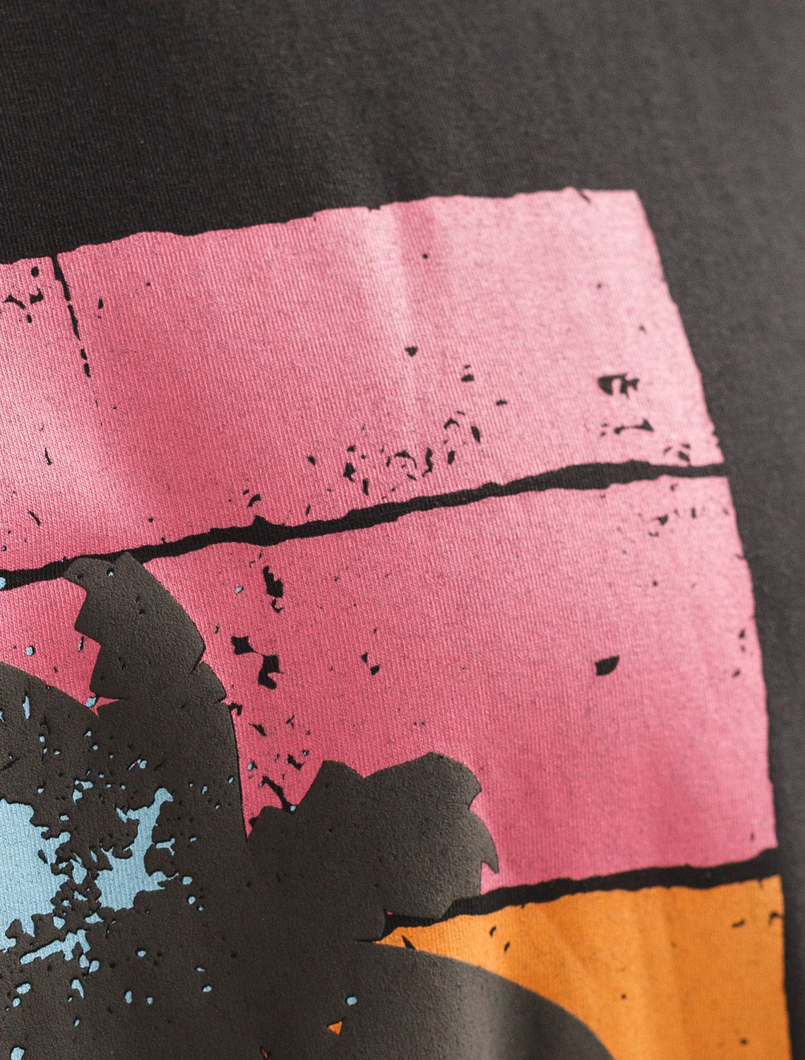 Свободная футболка с авторским принтом U49.048 черный_sunset