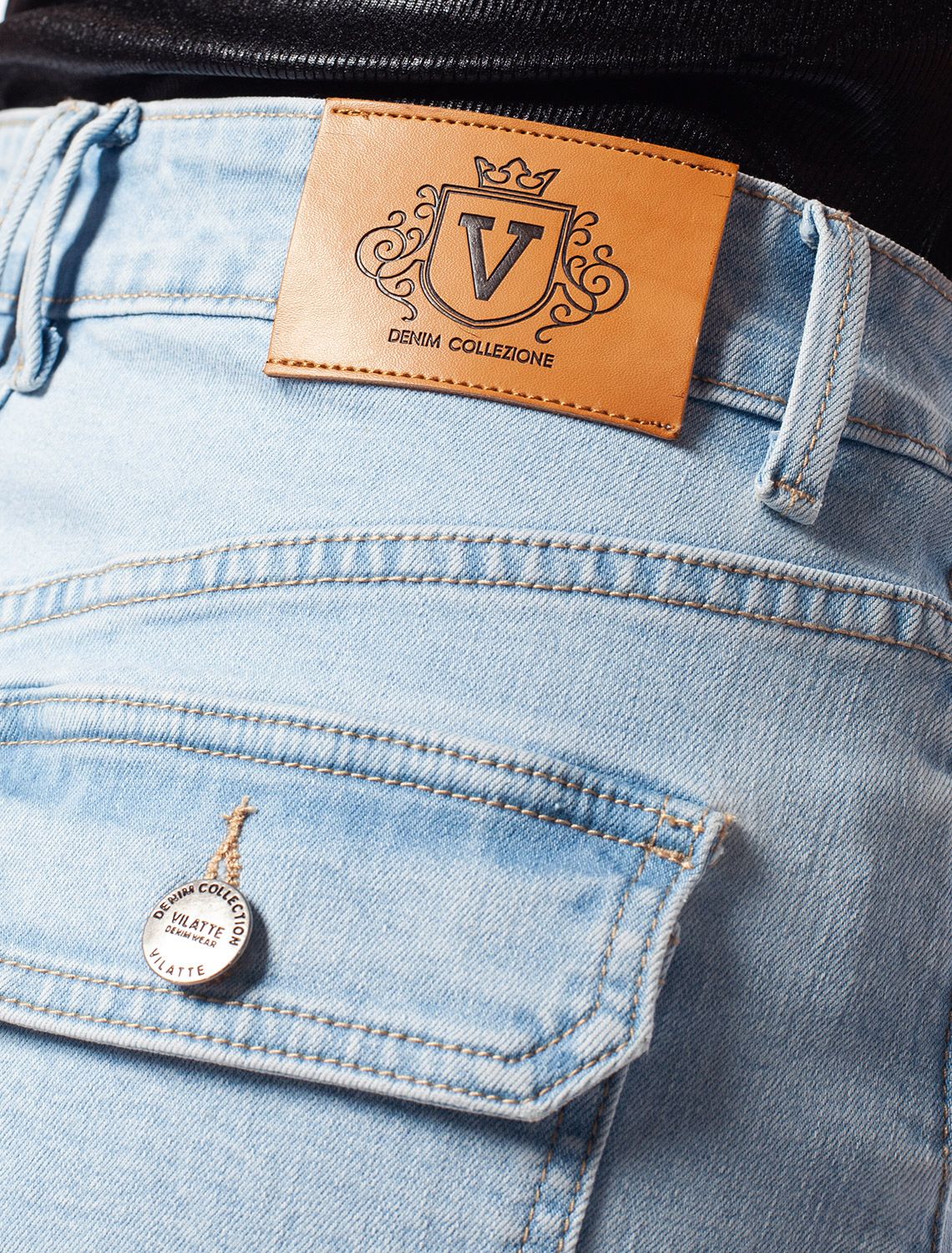 Юбка А-силуэта из эластичного денима D56.070 светло-голубой