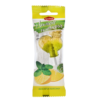 МЗ015023 Леденцовая карамель с витамином С со вкусом лимона с мятой 